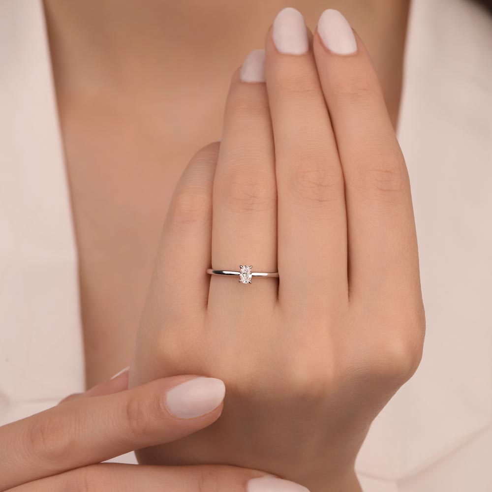 0.70 Karat Oval Kesim Laboratuvar Pırlanta Tiffany Forever Tektaş Yüzük - FP09247