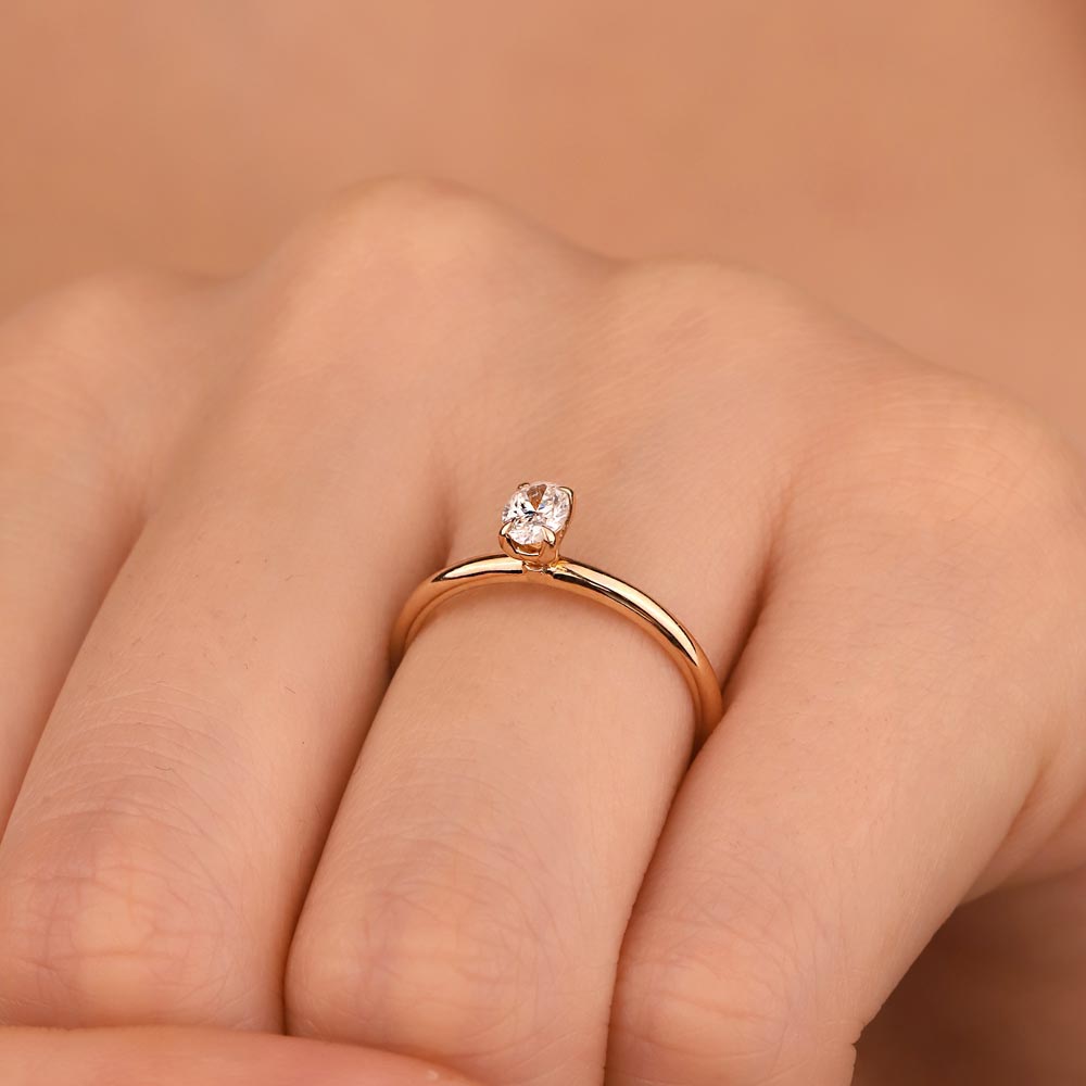 0.70 Karat Oval Kesim Tiffany Forever Rose Gold Tektaş Pırlanta Yüzük - FP03769