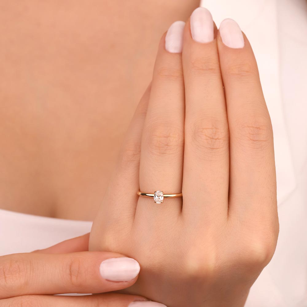 0.70 Karat Oval Kesim Tiffany Forever Rose Gold Tektaş Pırlanta Yüzük - FP03769