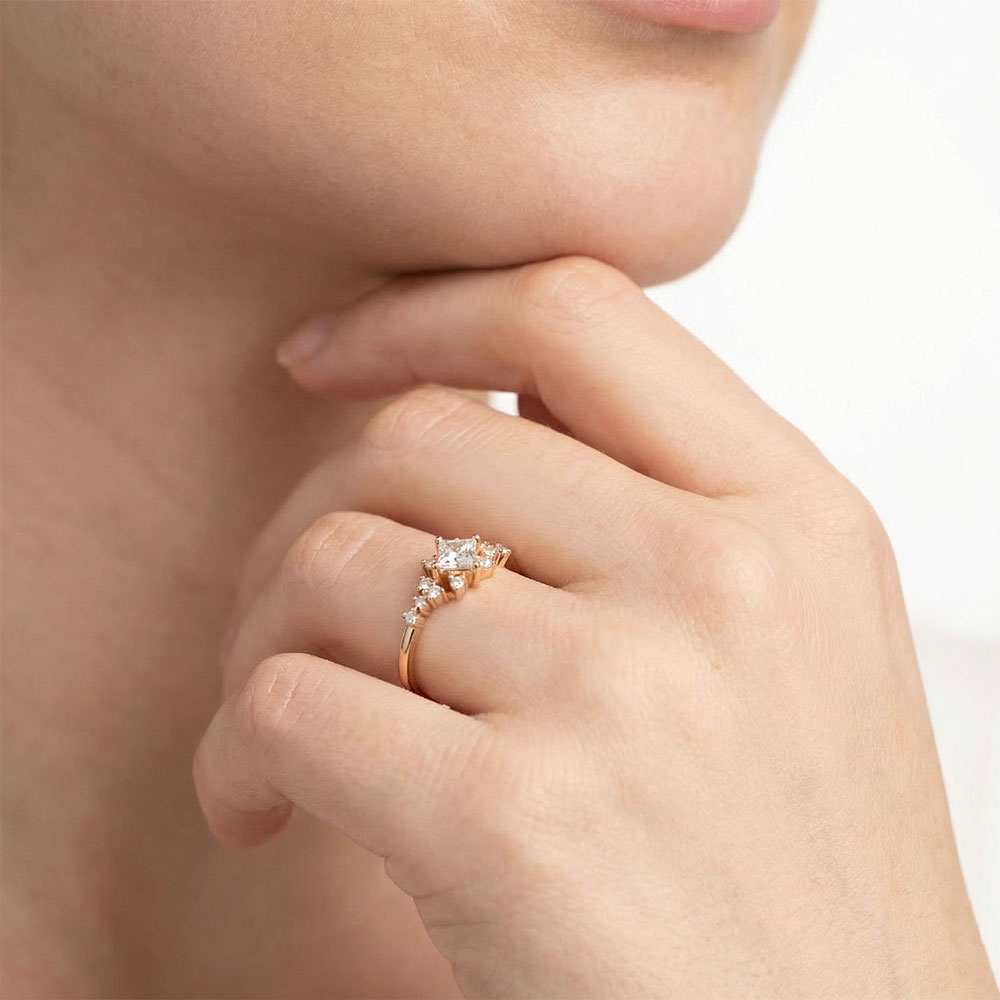 0,71 Karat Pırlanta Prenses Kesim Vintage Yüzük - FP14969