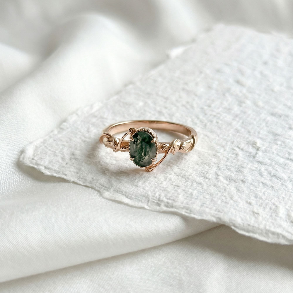 0.75 Karat Akik Taşı Tasarım Vintage Yüzük - FP08451