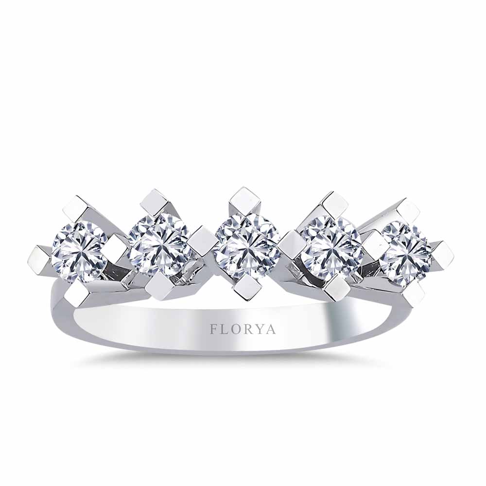 Beştaş Yüzükler 0.75 Karat Kare Tırnak Valiente Beştaş Pırlanta Yüzük - FP06654