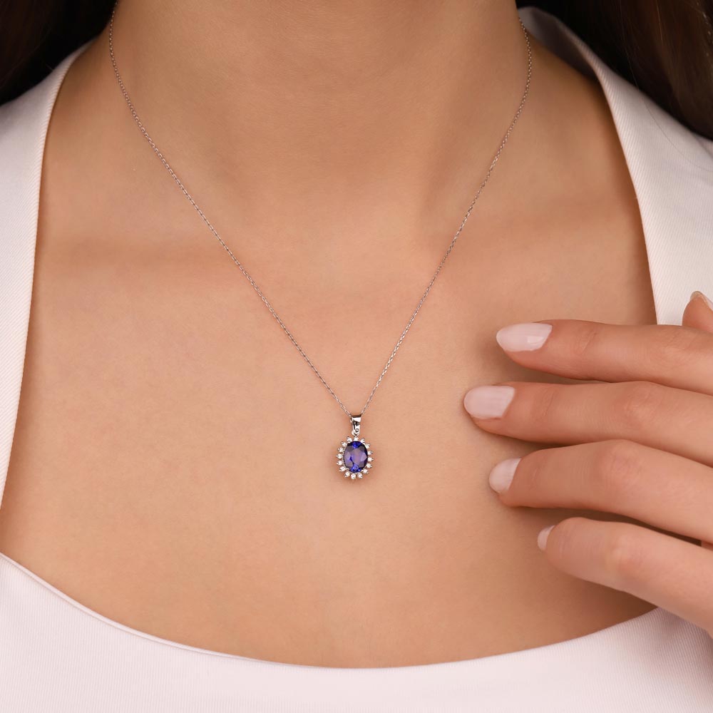 0,75 Karat Lab Pırlantalı Safir Taşlı Kolye