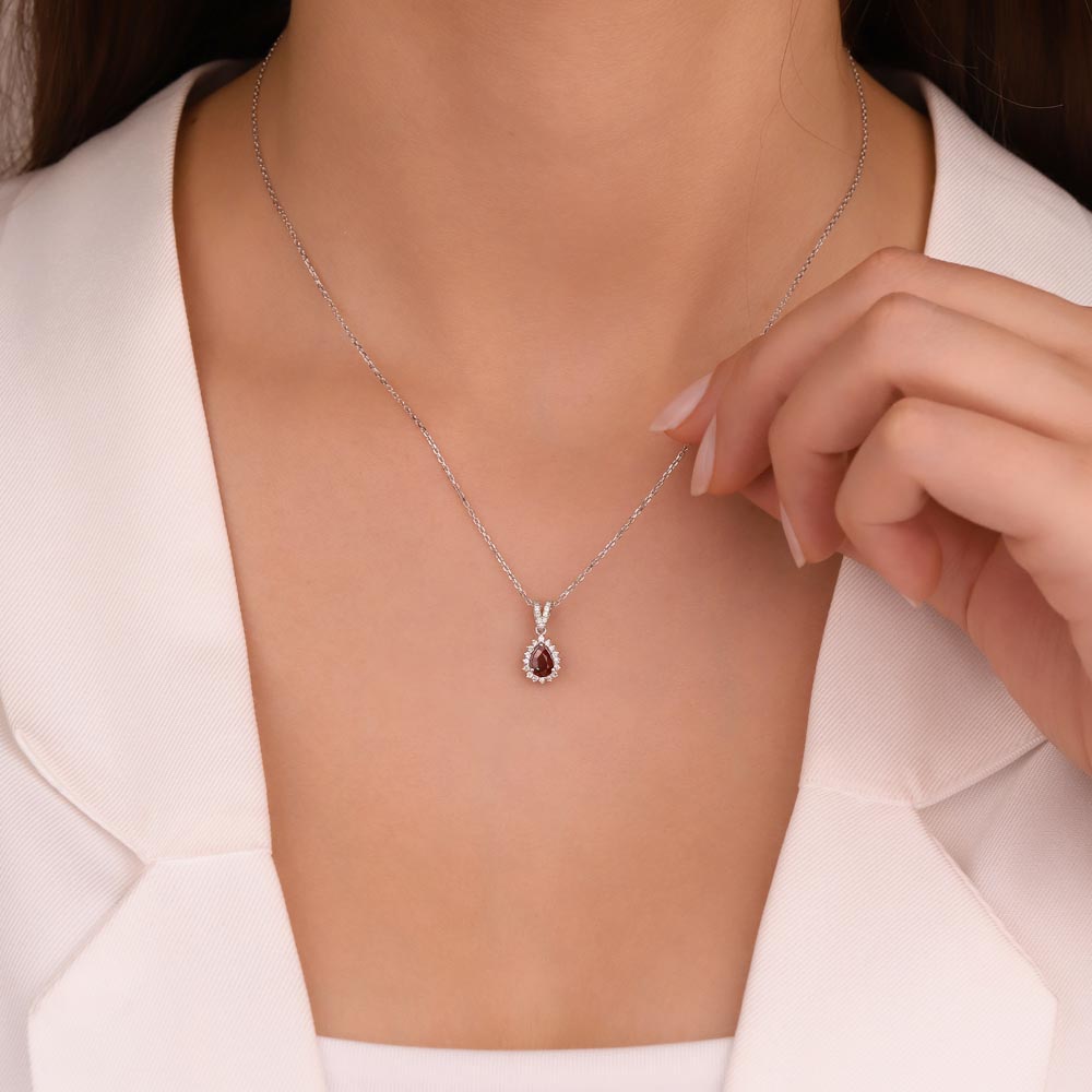 0,75 Karat Laboratuvar Pırlantalı Yakut Taşlı Kolye - FP03822