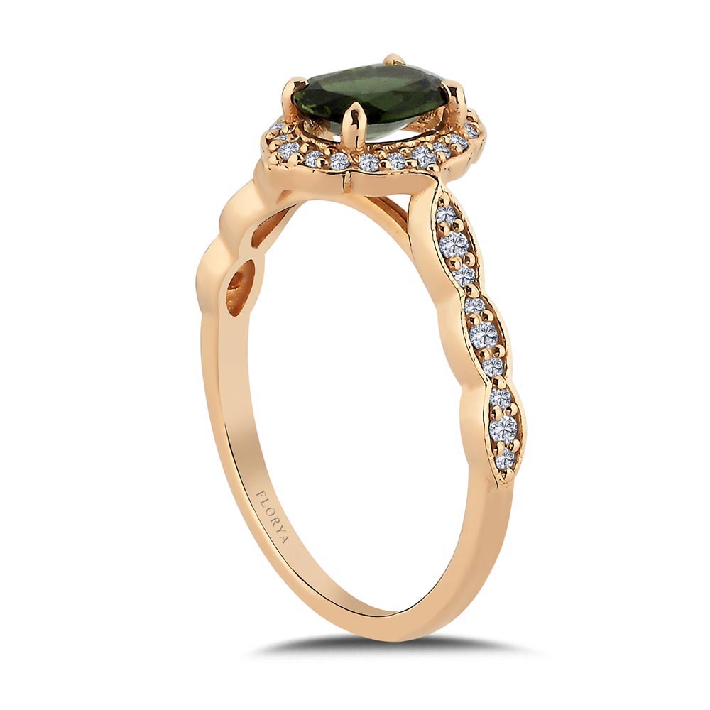 0.75 Karat Turmalin Taşlı Vintage Pırlanta Yüzük