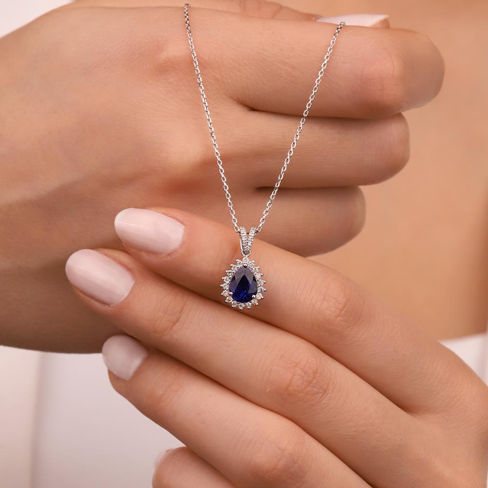 0,76 Karat Laboratuvar Pırlanta Ve Safir Kolye - FP11194