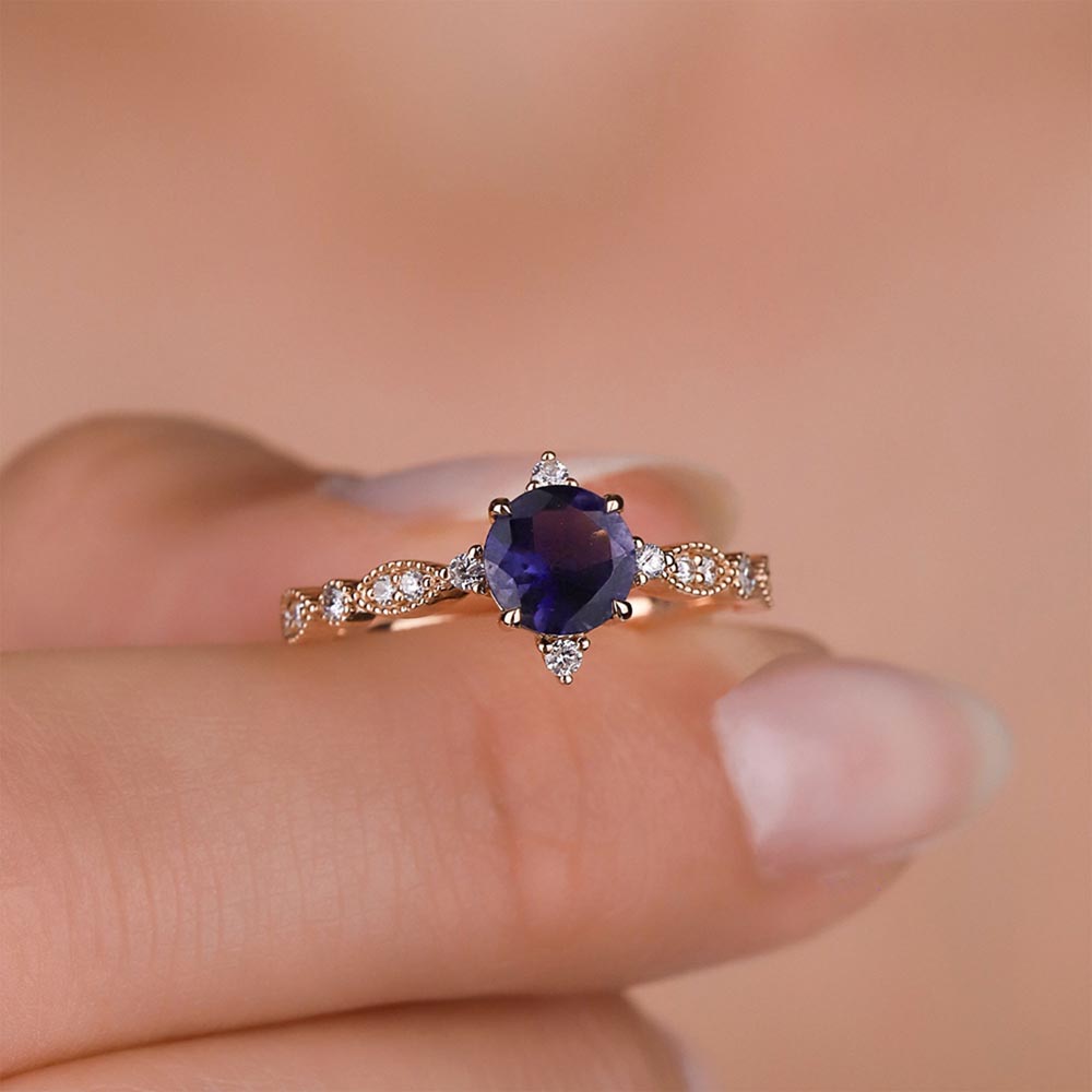 0.77 Karat İolite Taşlı Vintage Pırlanta Yüzük - FP02776