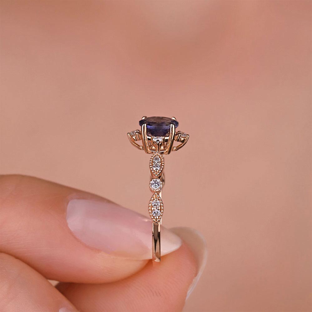 0.77 Karat İolite Taşlı Vintage Pırlanta Yüzük - FP02776