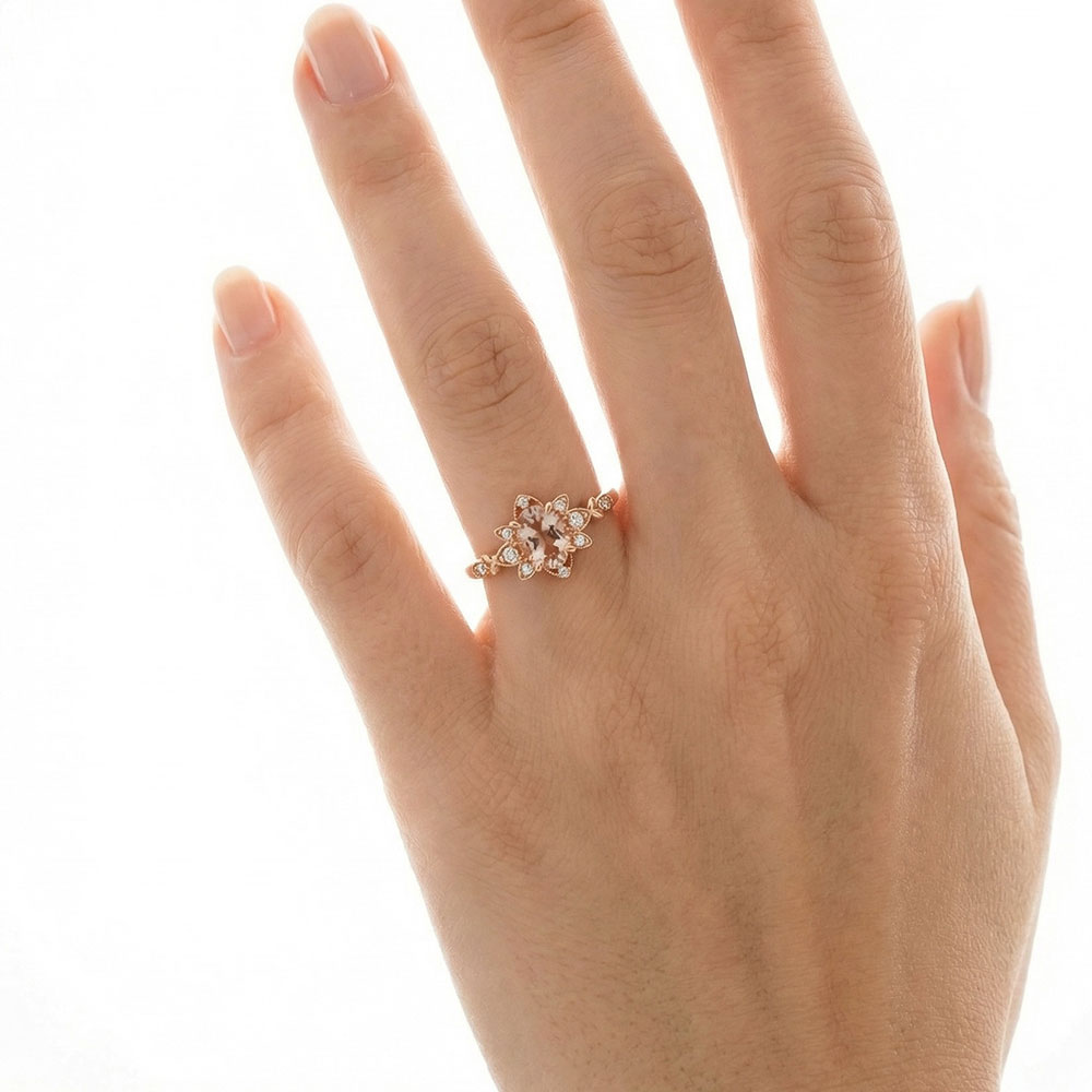 0.78 Karat Morganite Vintage Pırlanta Yüzük - FP12837