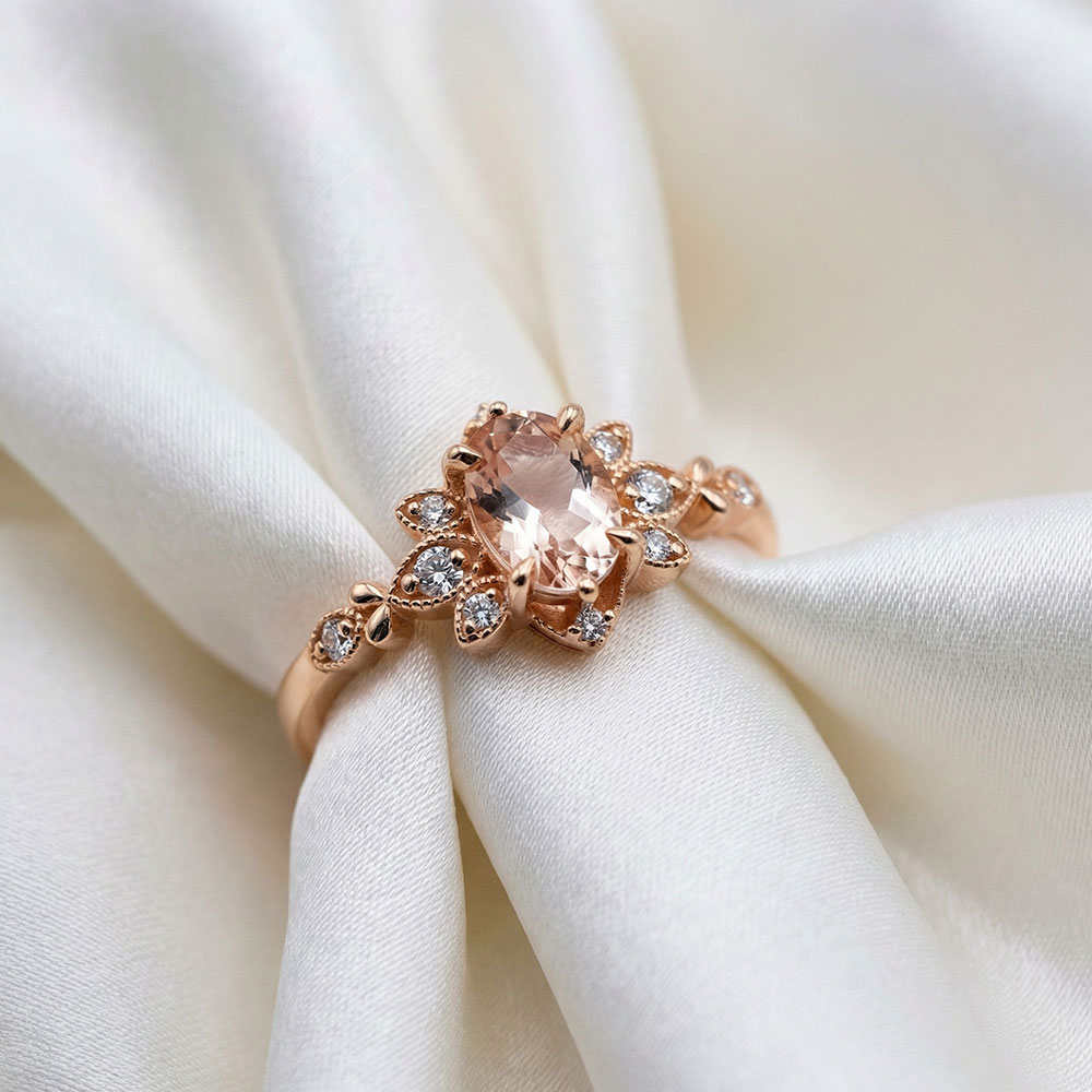 0,78 Karat Pırlanta Ve Morganite Vintage Yüzük - FP12837