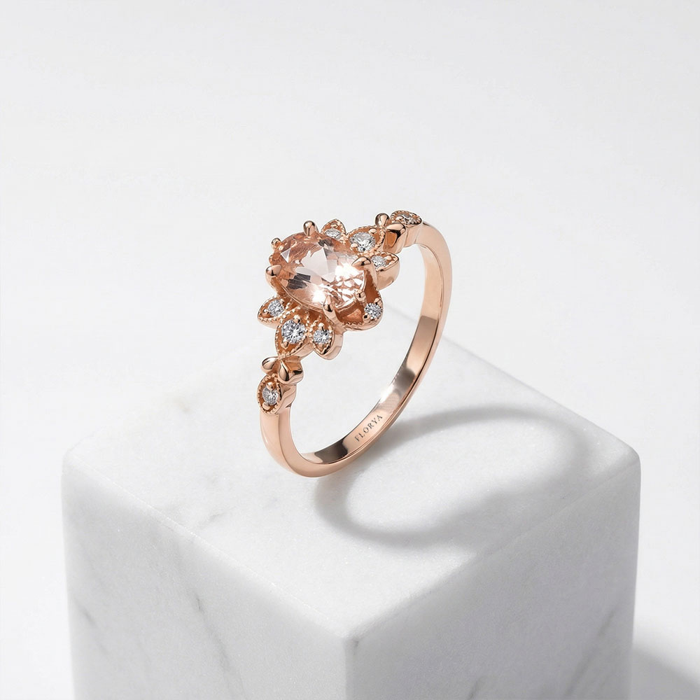 0,78 Karat Pırlanta Ve Morganite Vintage Yüzük - FP12837