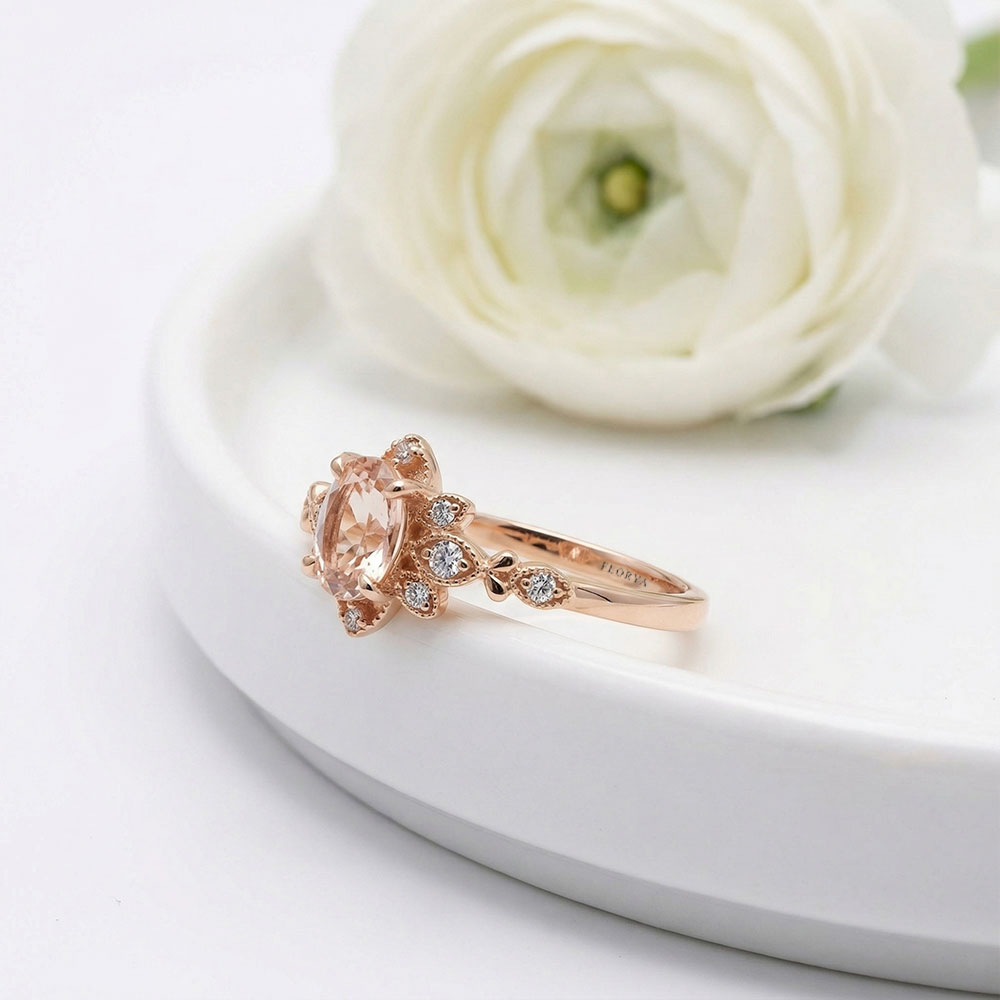 0,78 Karat Pırlanta Ve Morganite Vintage Yüzük - FP12837