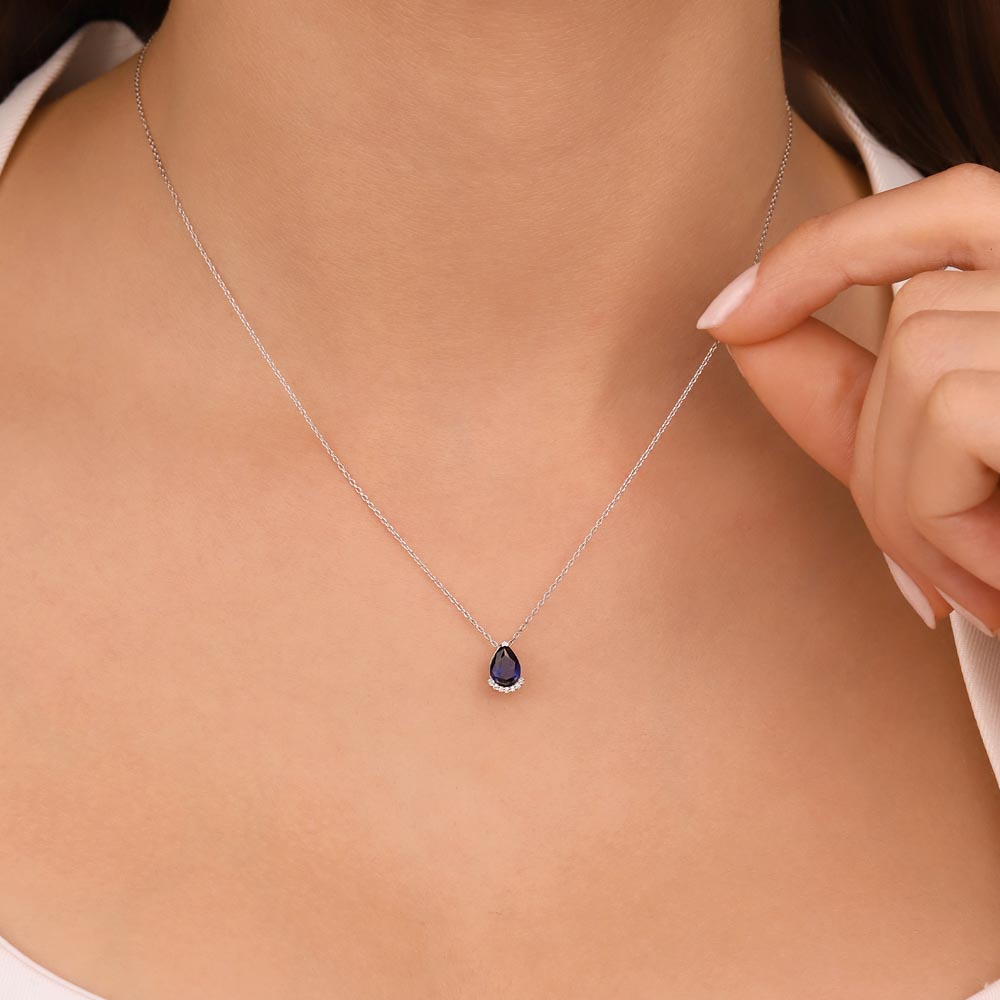 0,80 Karat Laboratuvar Pırlanta Ve Safir Kolye - FP12681