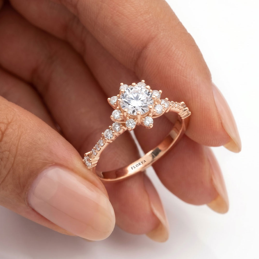 0.80 Karat Oval Lotus Vintage Pırlanta Yüzük