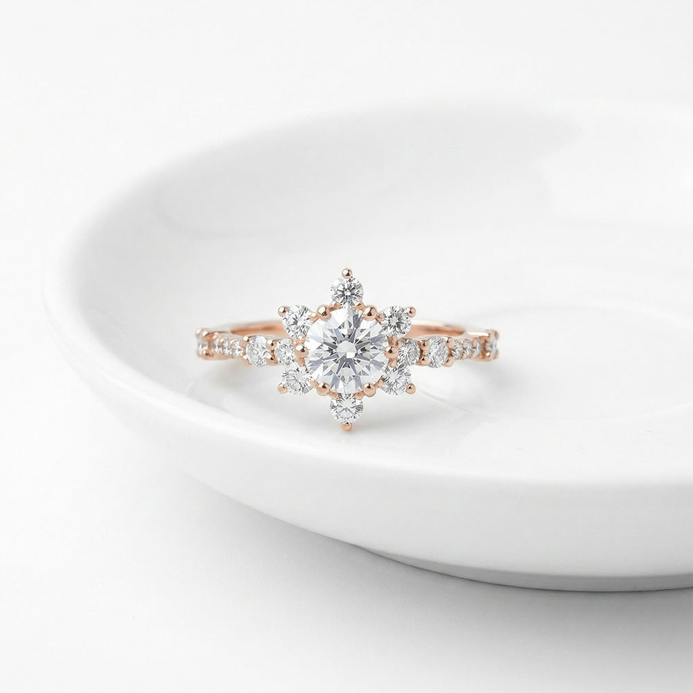 0.80 Karat Oval Lotus Vintage Pırlanta Yüzük