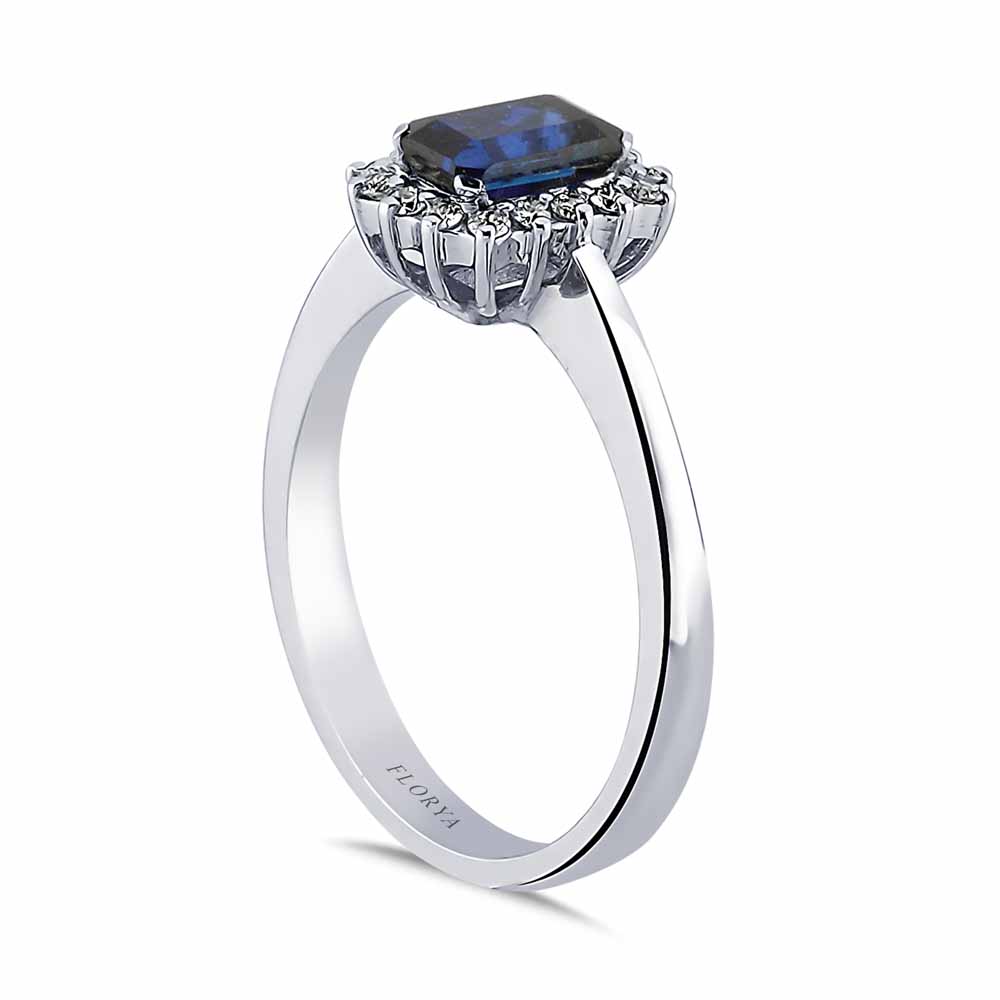 0,83 Karat Laboratuvar Pırlanta Royale Safir Yüzük - FP01098