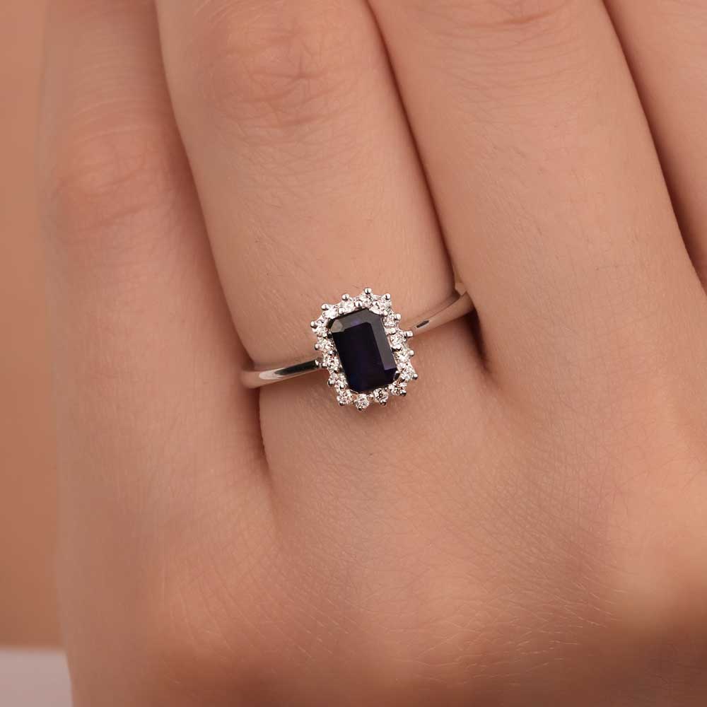 0,83 Karat Laboratuvar Pırlanta Royale Safir Yüzük - FP01098