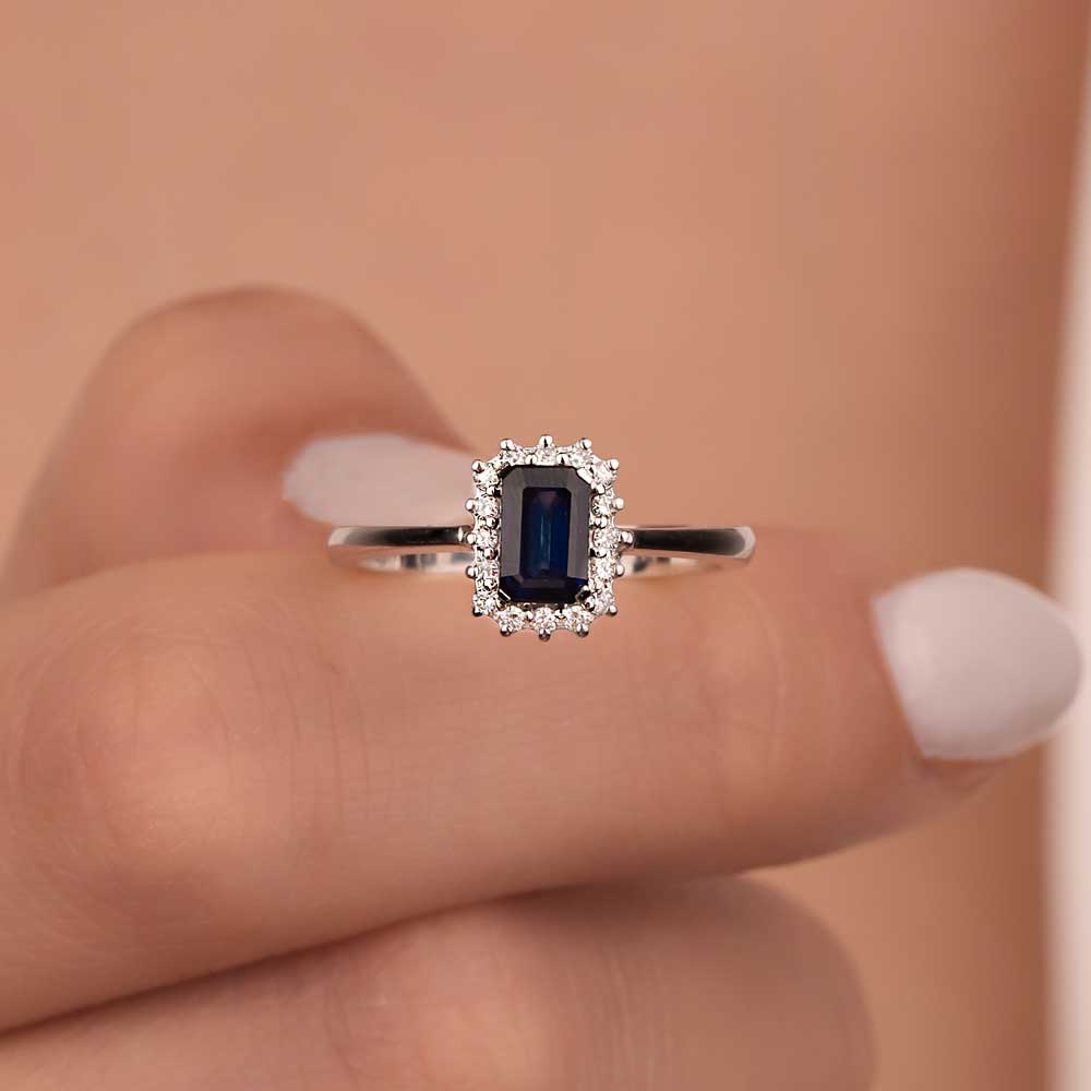 0,83 Karat Laboratuvar Pırlanta Royale Safir Yüzük - FP01098
