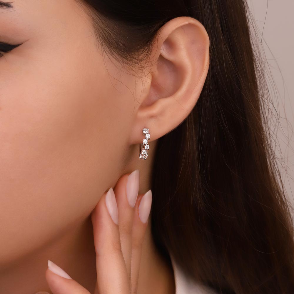 Özel Tasarım Küpeler 0.85 Karat Halka Pırlanta Küpe - FP10152