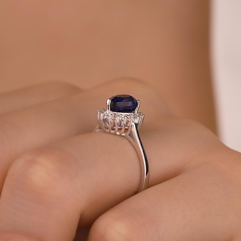 0,85 Karat Laboratuvar Pırlanta Safir Taşlı  Yüzük - FP03824