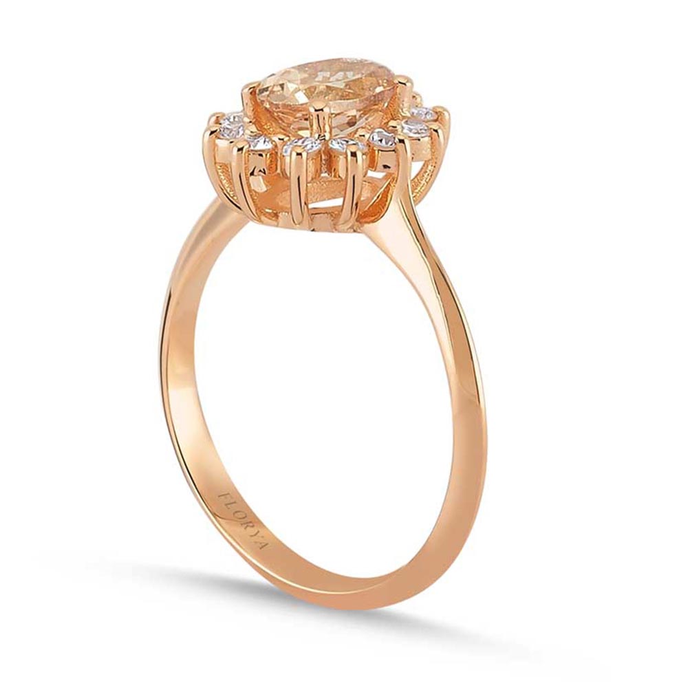 0.86 Karat  Morganite Taşlı Vintage Pırlanta Yüzük - FP02812
