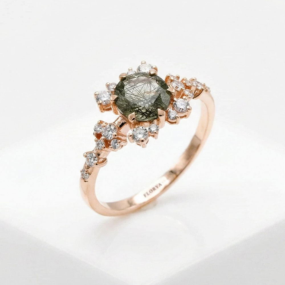 0.92 Karat Black Rutile Kuvars Vintage Pırlanta Yüzük - FP05069