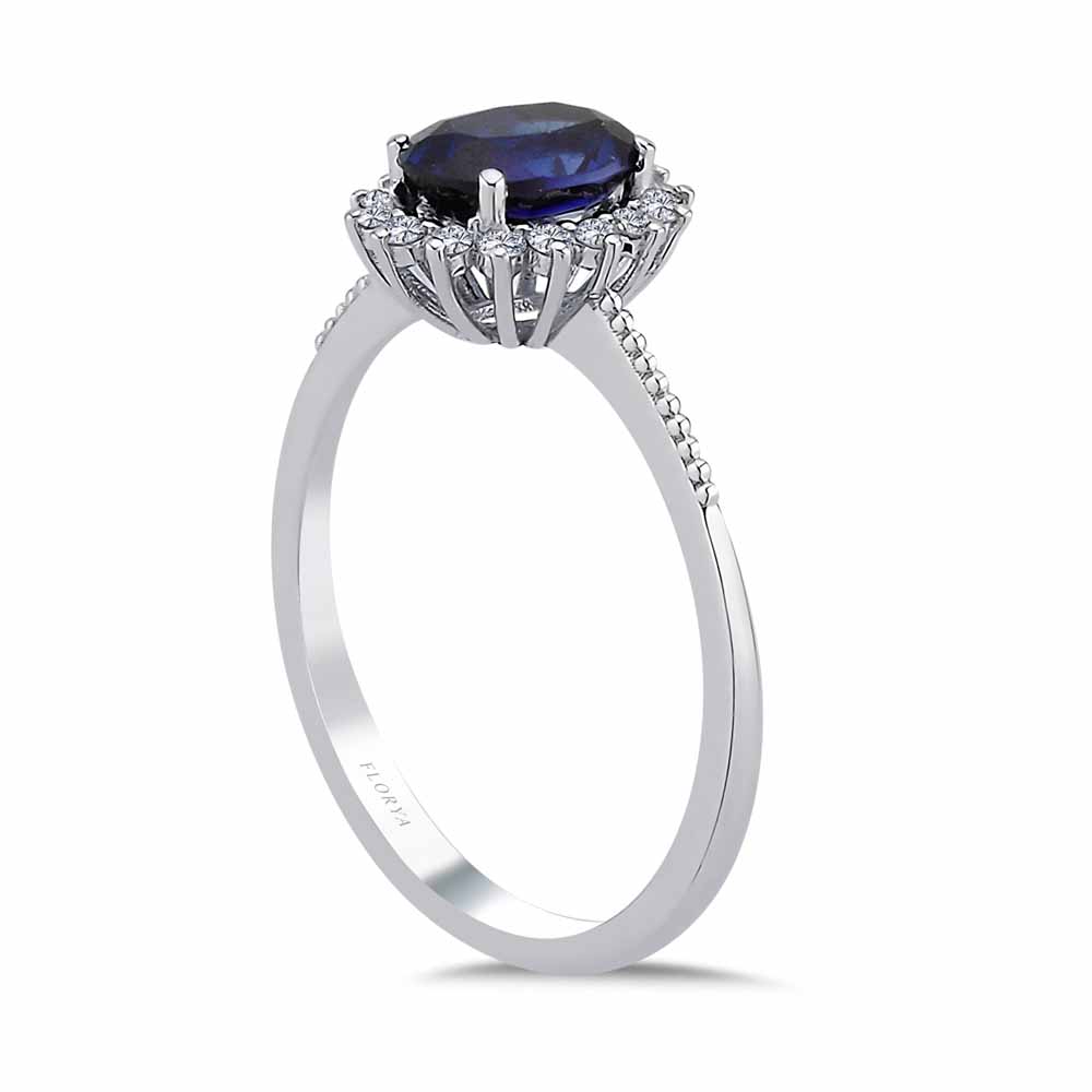 0.92 Karat Oval Royale Safir Pırlanta Yüzük - FP11418
