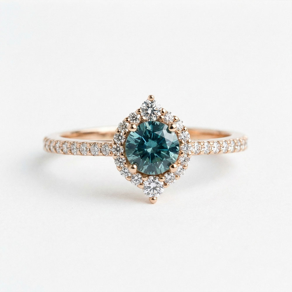 0.92 Karat Sky Blue Topaz Vintage Pırlanta Yüzük - FP04711