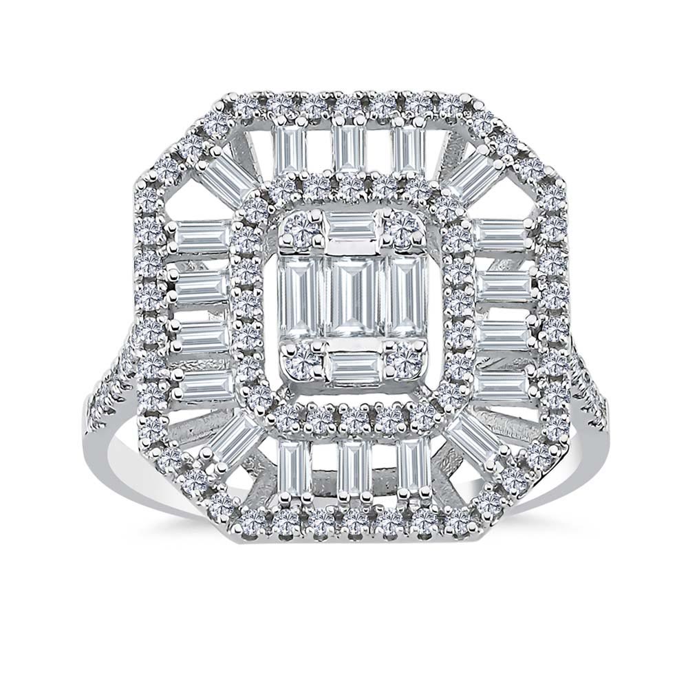0,93 Karat Laboratuvar Pırlanta Jewelra Tasarım Baget Yüzük - FP02933