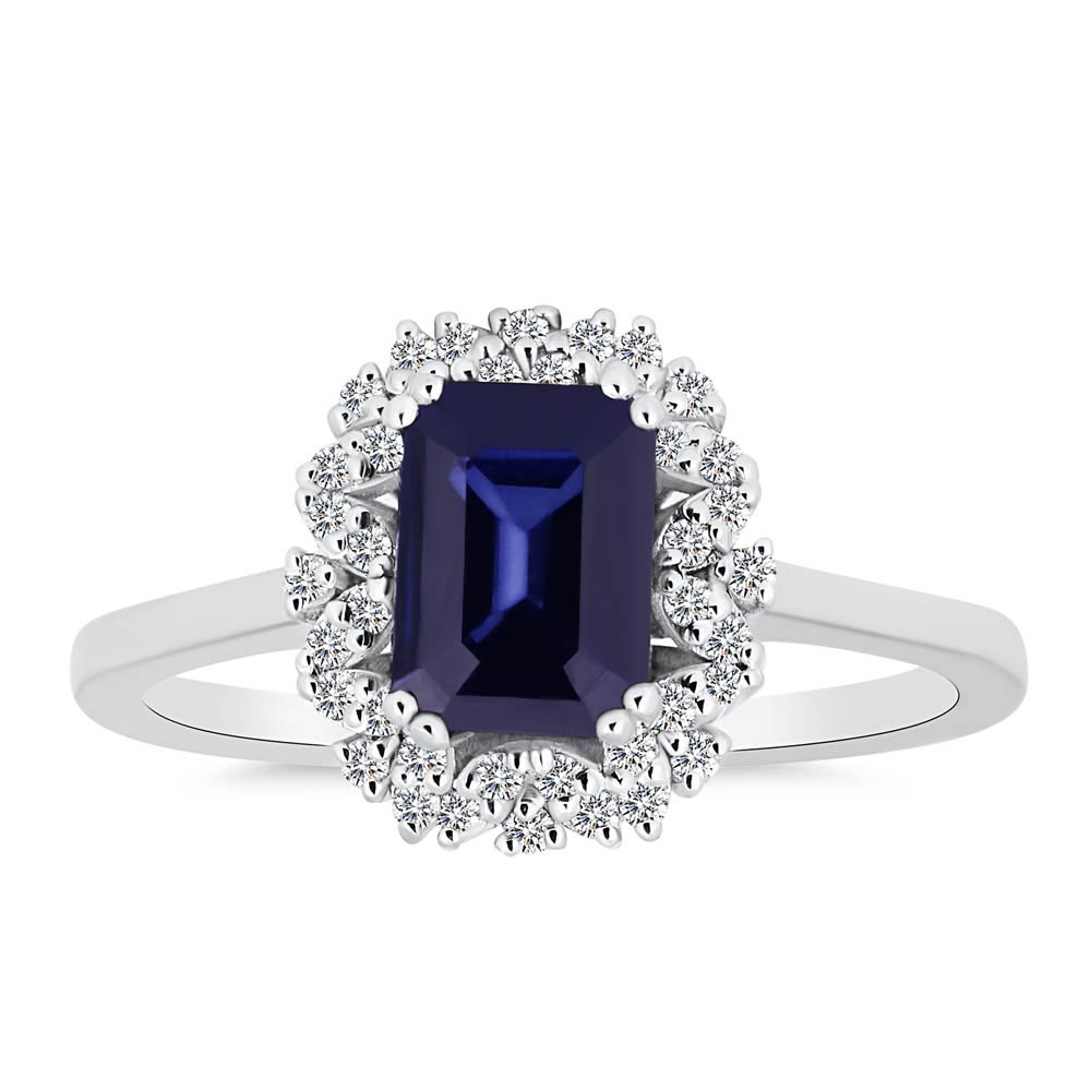 0,95 Karat Laboratuvar Pırlanta Baget Royale Safir Yüzük - FP08846