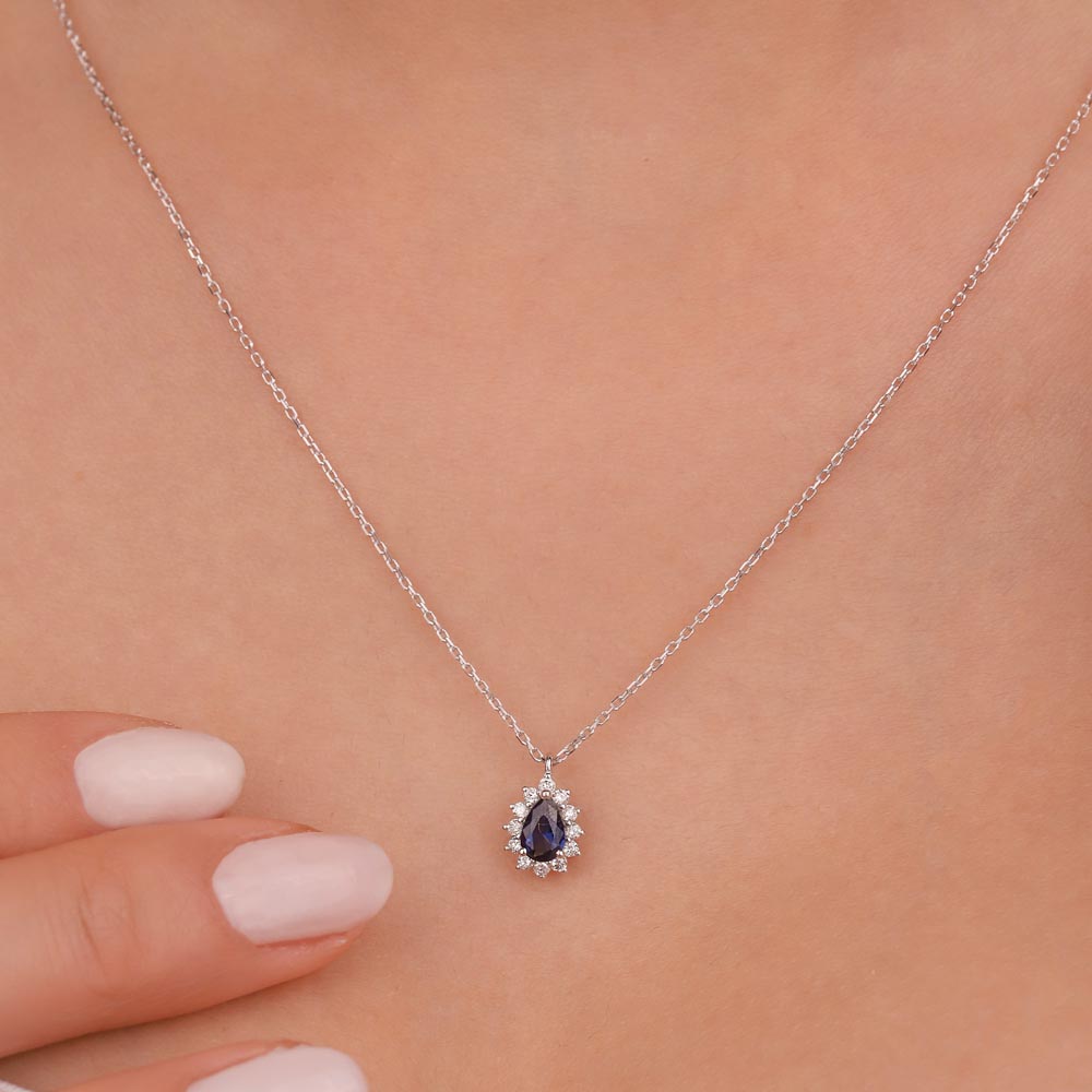 Safir Kolyeler 0.95 Karat Safir Pırlanta Kolye - FP12868