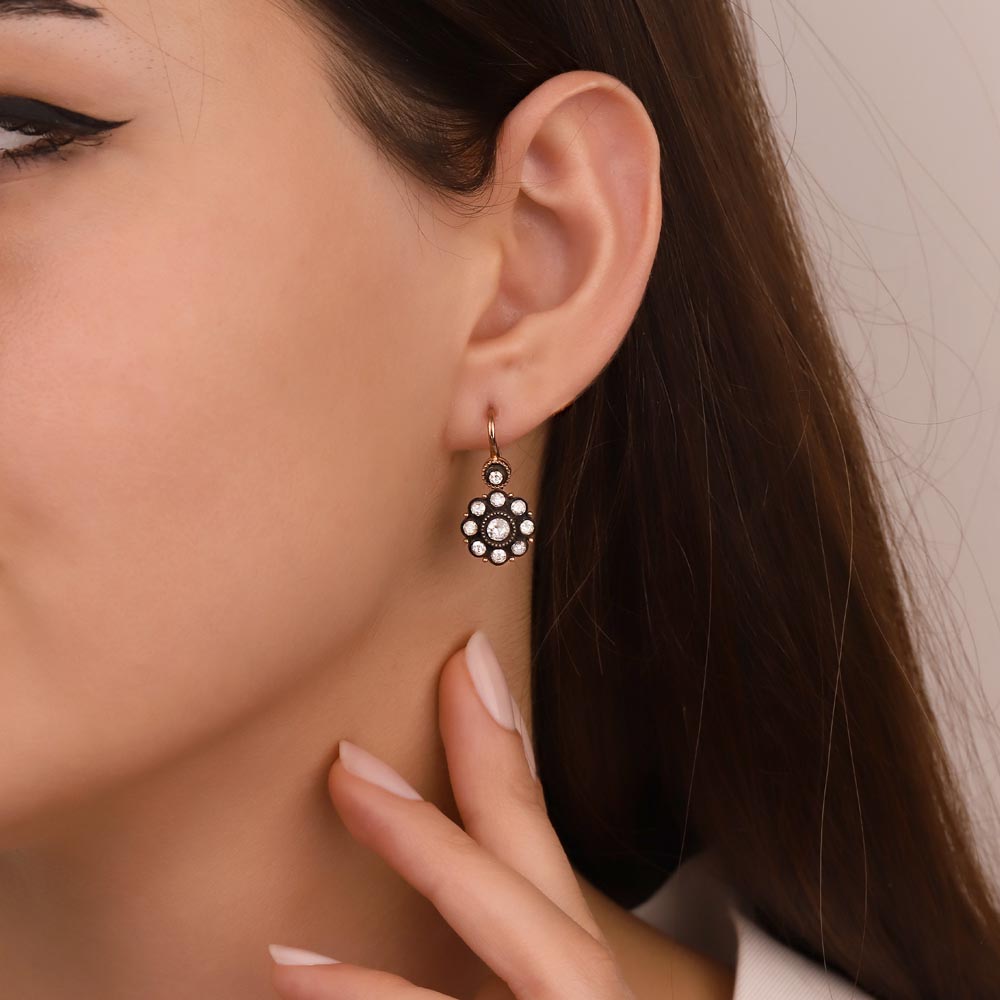 1,11 Karat Pırlanta Taşlı Elmas Gül Küpe