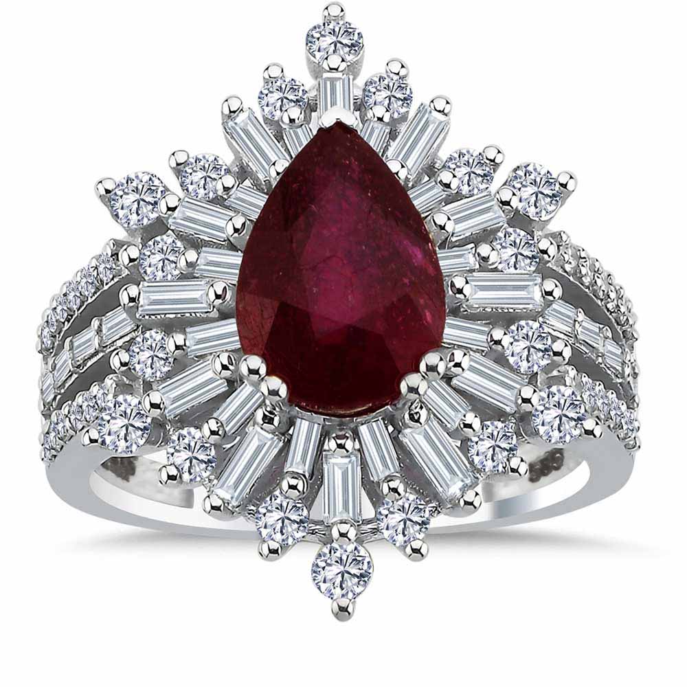 1,14 Karat Pırlanta Taşlı Yakut Mega Tasarım Yüzük - LP06556