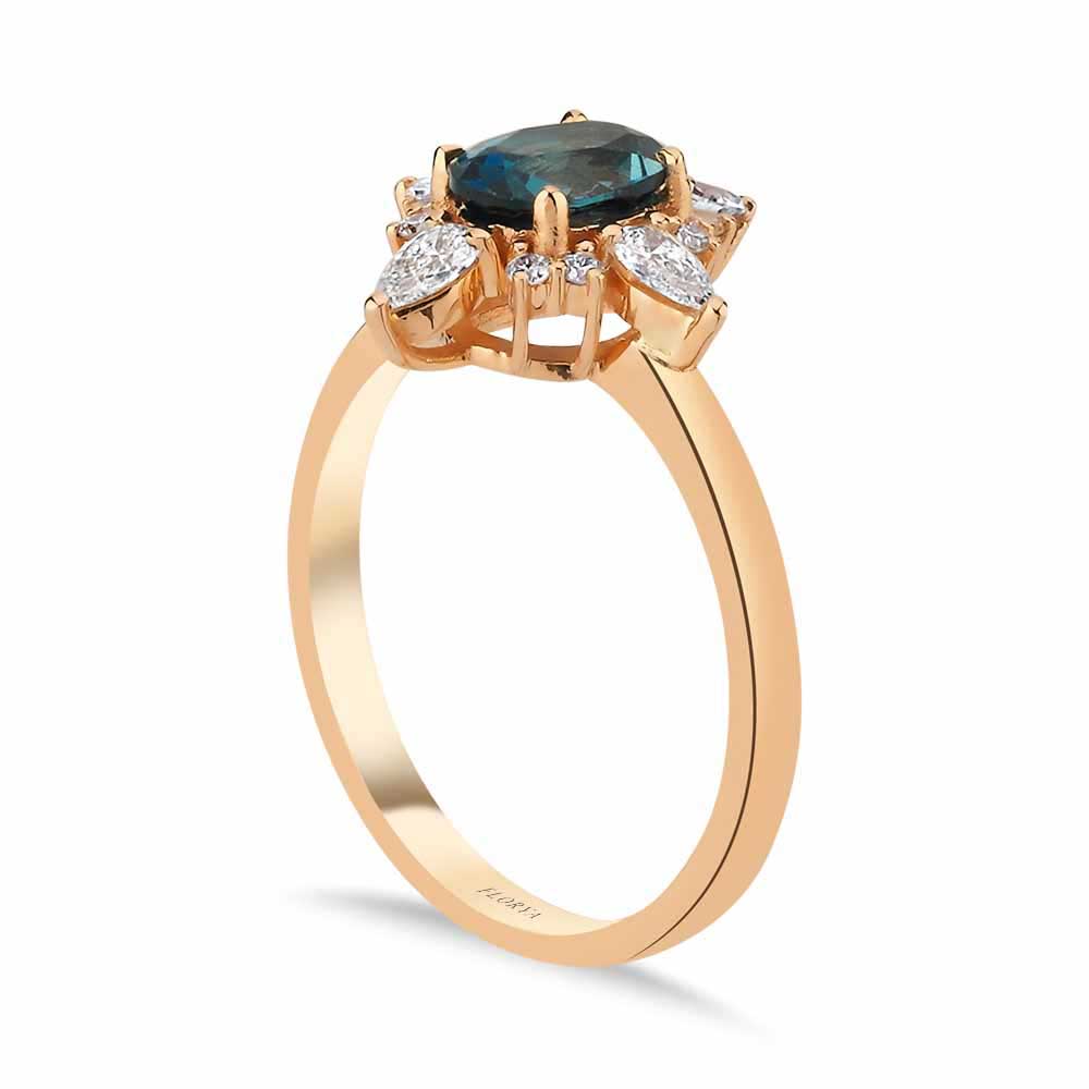 1,27 Karat Pırlantalı Vintage London Blue Topaz Yüzük - LP05789