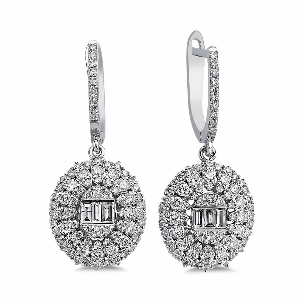 1,45 Karat Pırlanta Özel Tasarım Oval Baget Küpe - LP05668