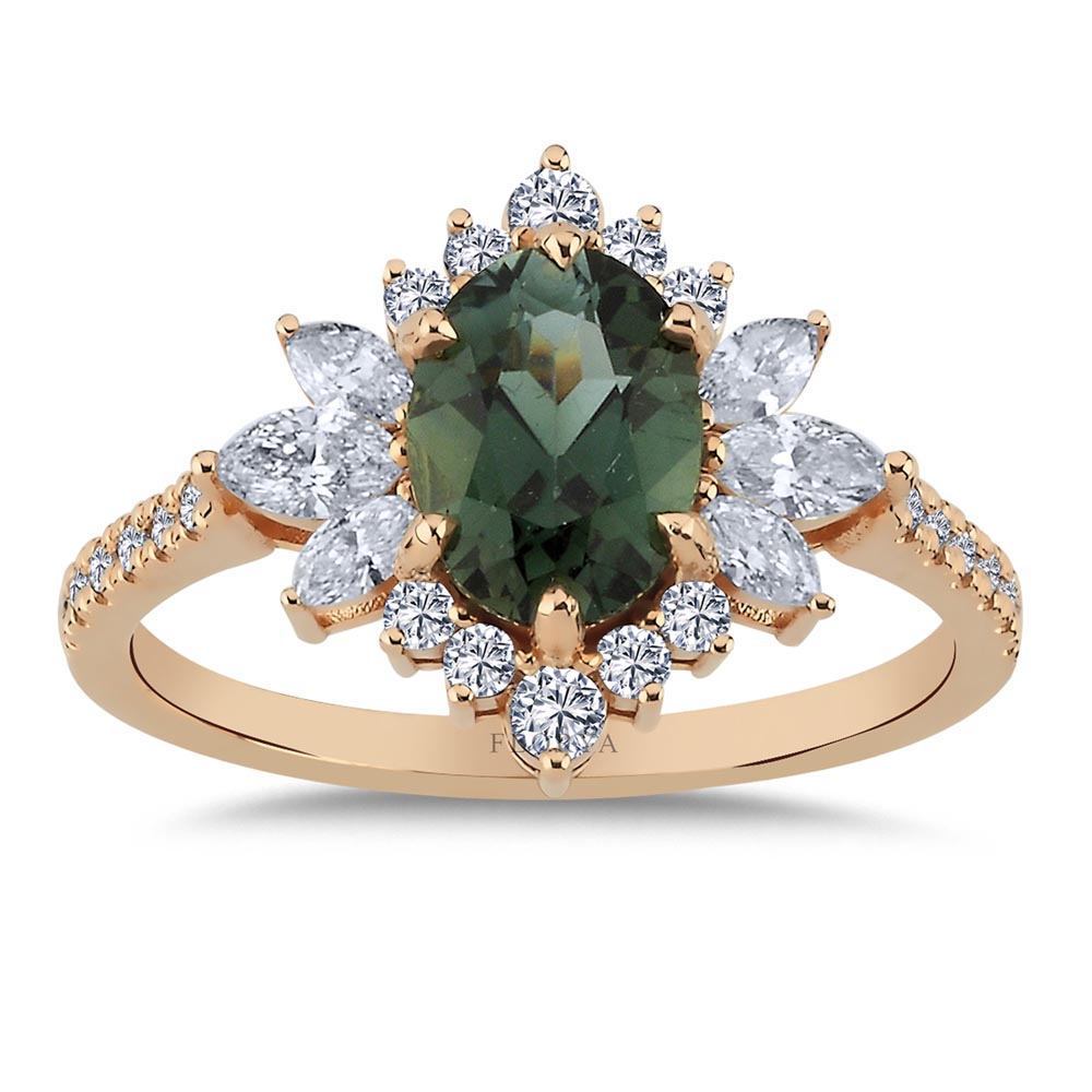 1,62 Karat Pırlantalı Vintage Turmalin Yüzük - LP02791