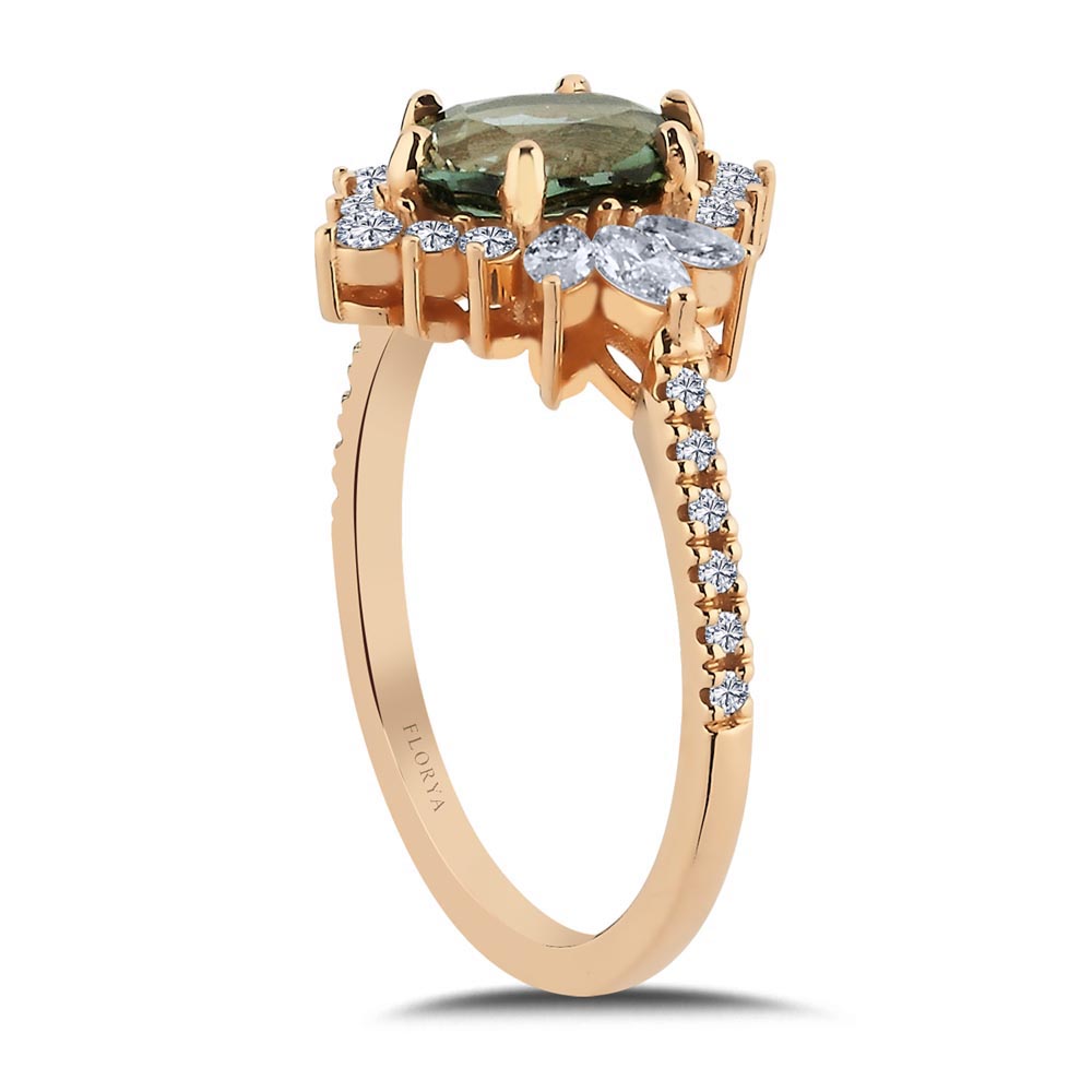 1,62 Karat Pırlantalı Vintage Turmalin Yüzük - LP02791