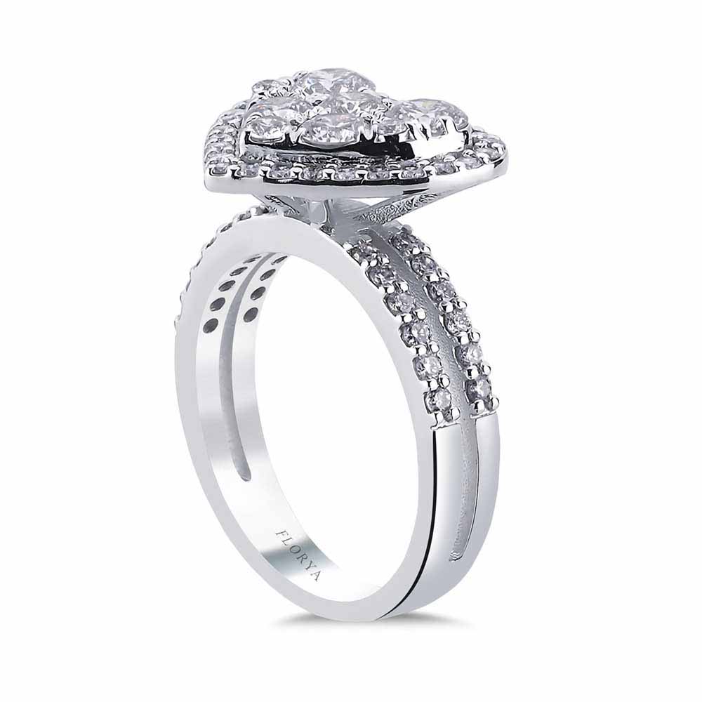 1,85 Karat Pırlanta Taşlı Kalp Coronet Mega Tasarım Yüzük - LP06394