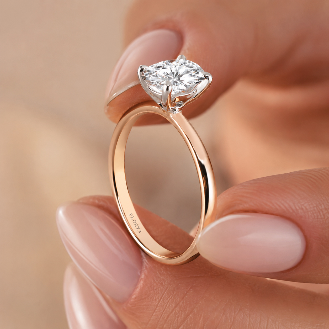 1,00 Karat IGI Sertifikalı Laboratuvar Pırlanta Oval Kesim Rose Gold Tektaş Yüzük - FP16369