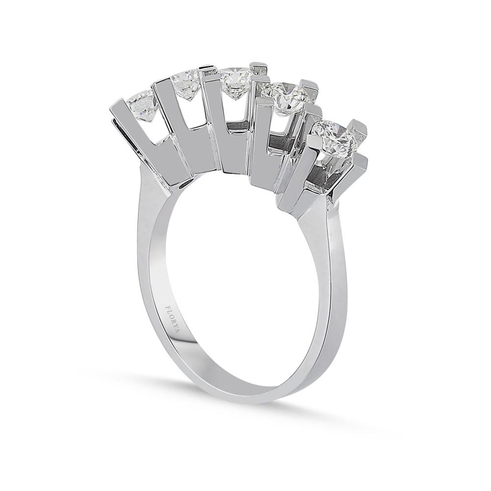 Beştaş Yüzükler 1.00 Karat Kare Tırnak Valiente Beştaş Pırlanta Yüzük - FP01239