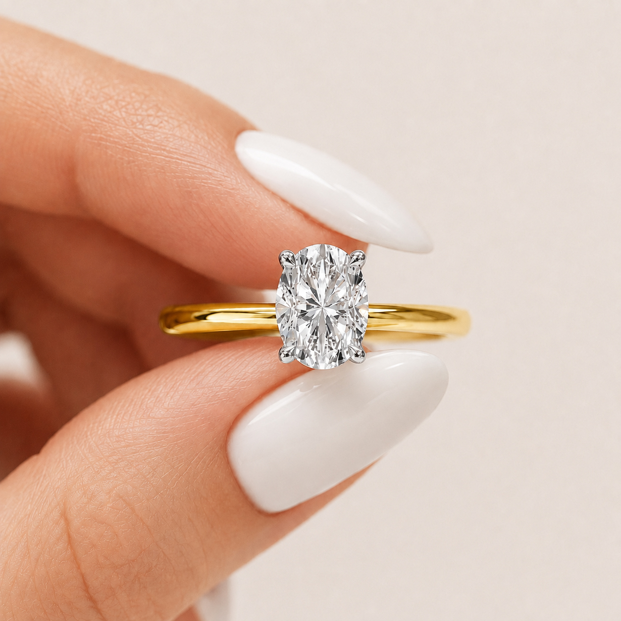1,00 Karat Laboratuvar Pırlanta Oval Kesim Tektaş Yüzük - FP16362