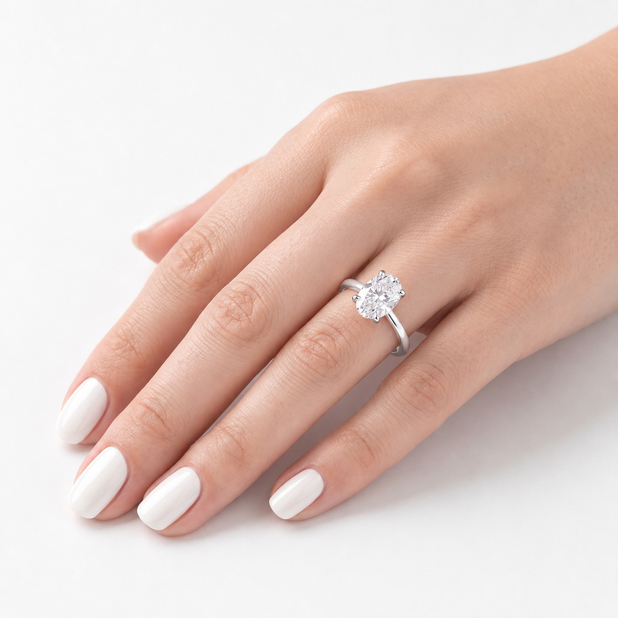 1,00 Karat Laboratuvar Pırlanta Oval Kesim Tektaş Yüzük - FP16366