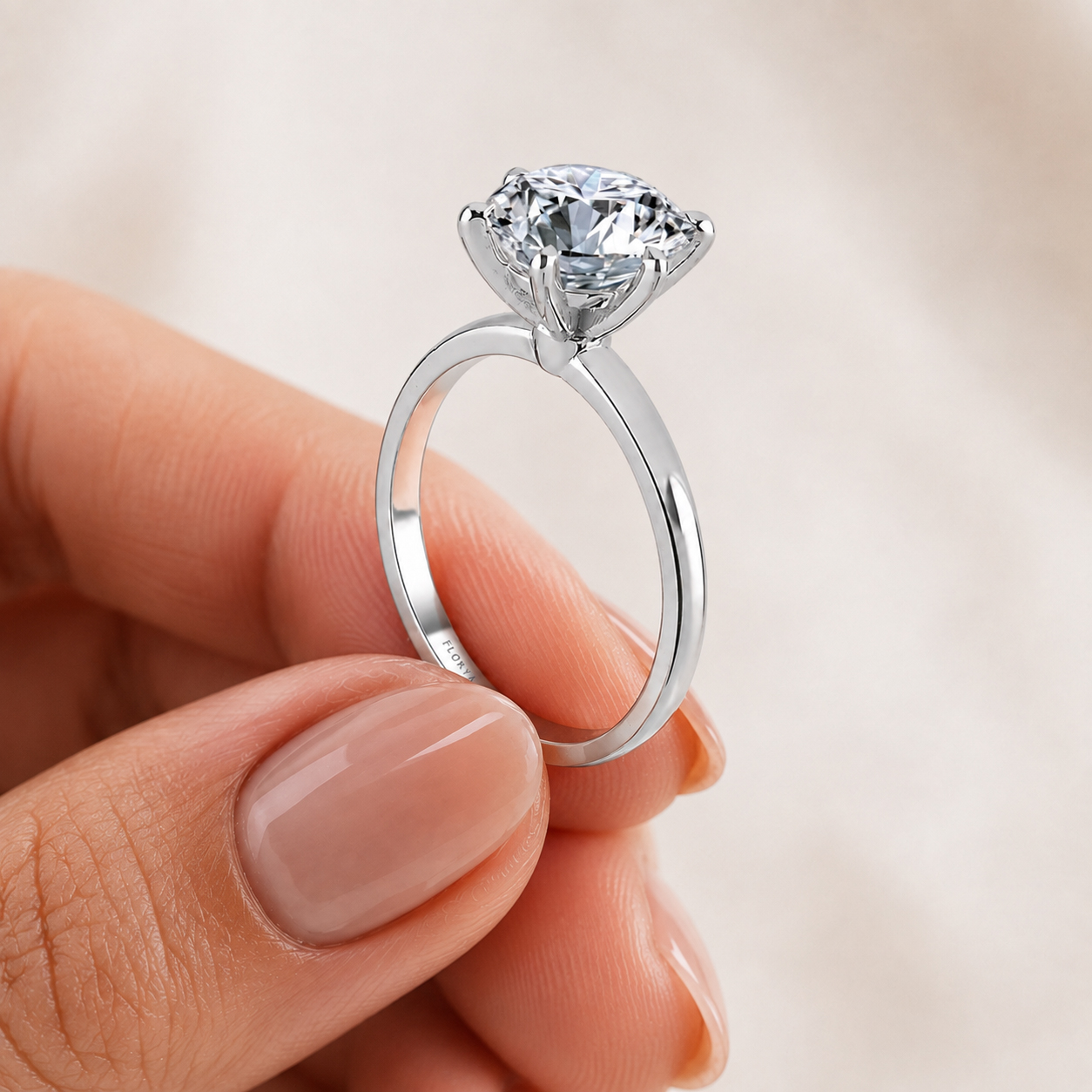 1,00 Karat Laboratuvar Pırlanta Tiffany Yuvarlak Kesim Tektaş Yüzük - FP16363