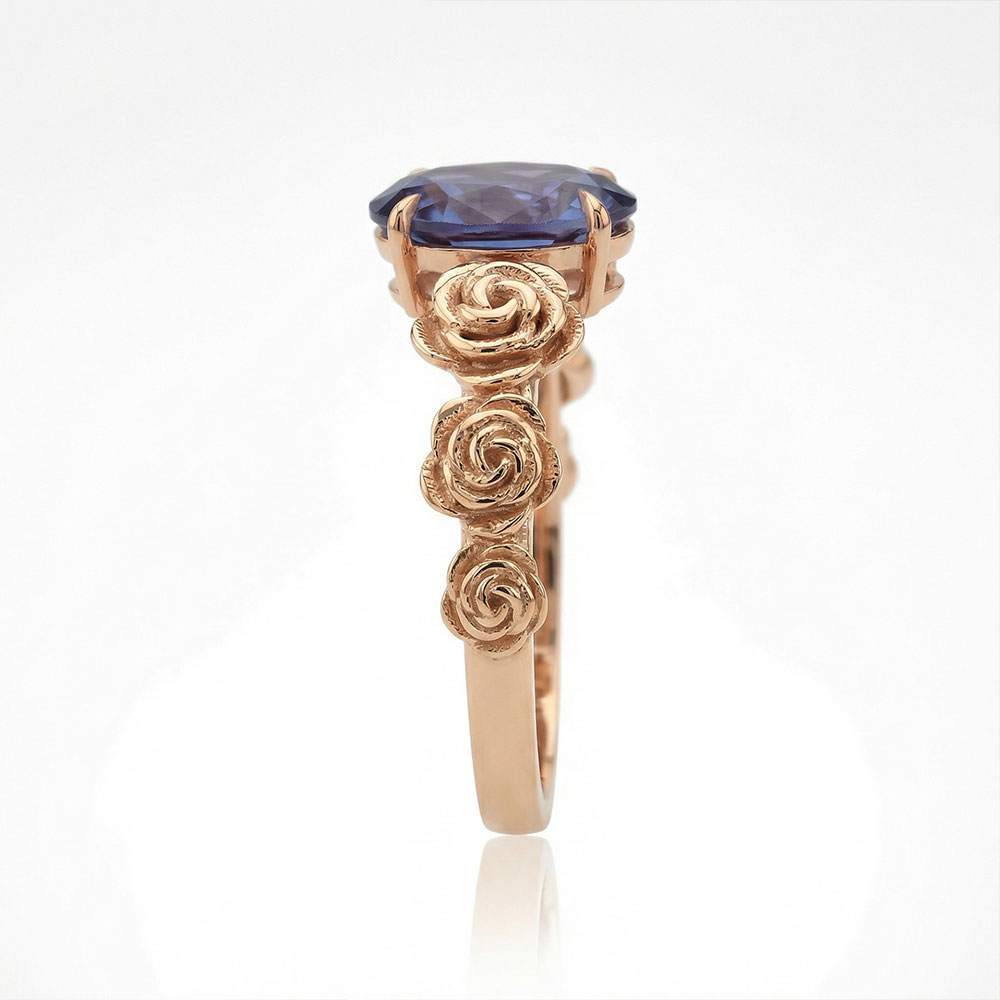 1.02 Karat Oval Kesim Alexandrite Çiçekli Tasarım Vintage Yüzük - FP08132