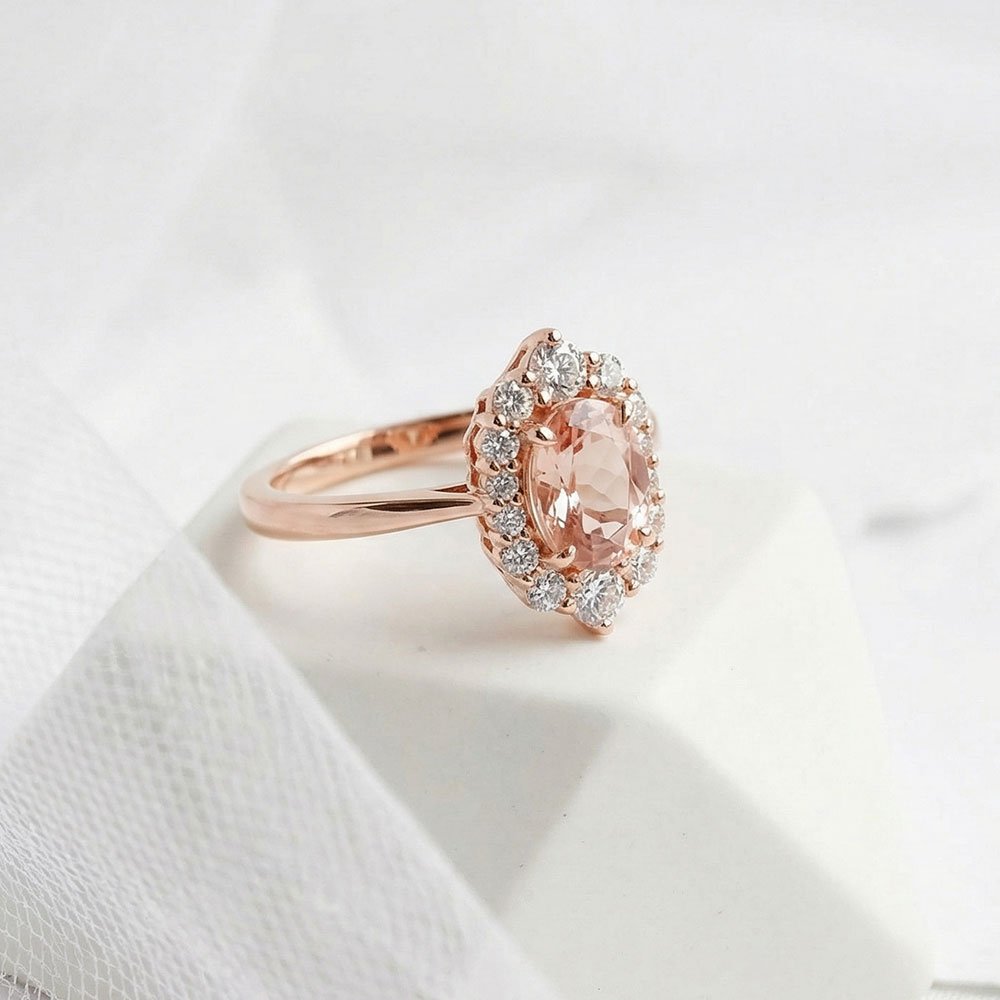 1.06 Karat Morganit Vintage Pırlanta Yüzük - FP02597