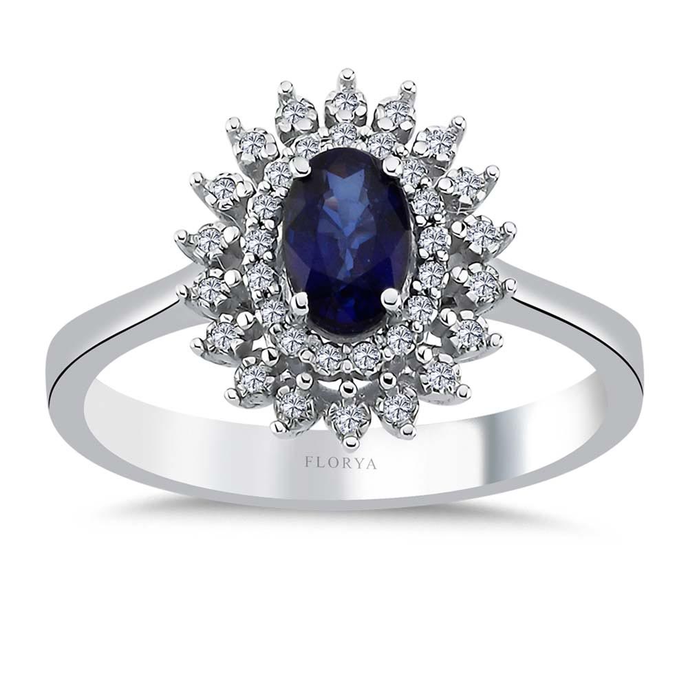 1,07 Karat Laboratuvar Pırlanta Oval Royale Safir Yüzük - FP08849