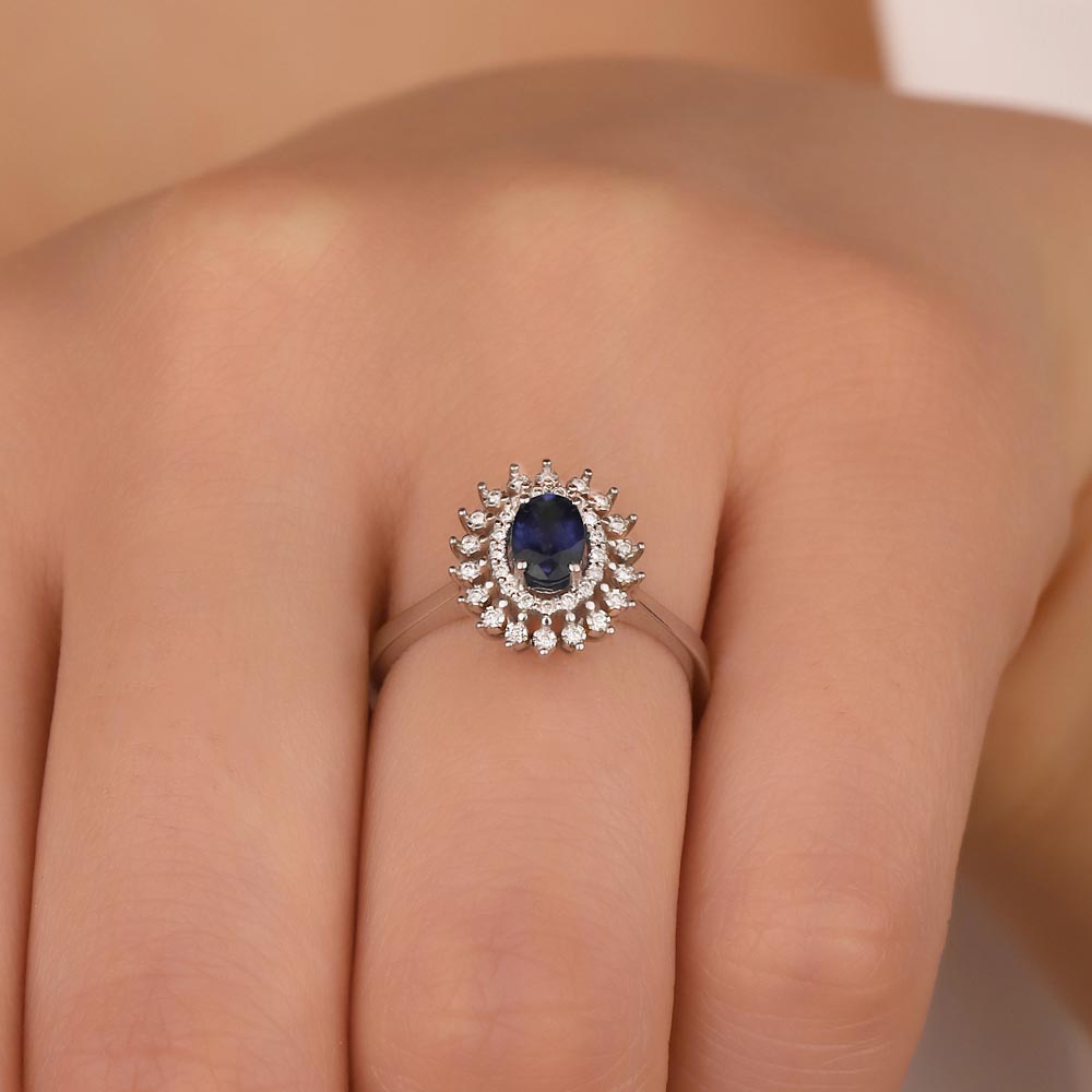 1,07 Karat Laboratuvar Pırlanta Oval Royale Safir Yüzük - FP08849