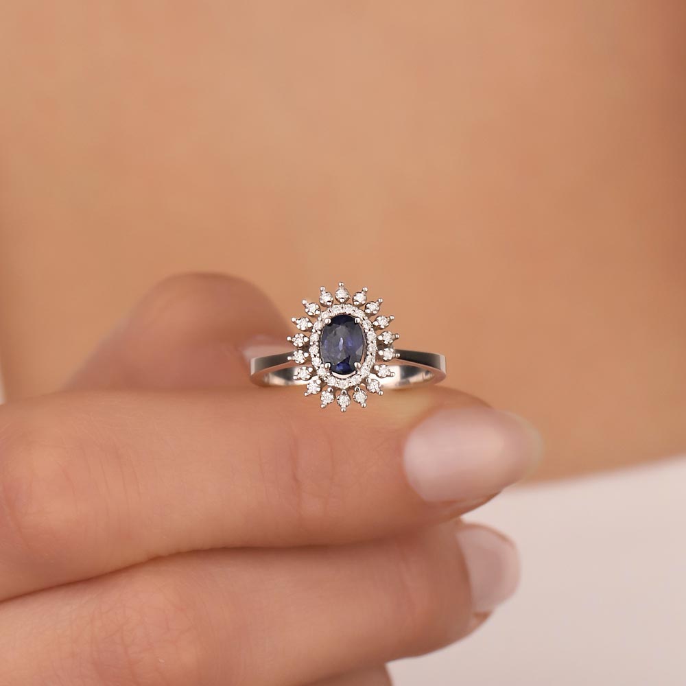 1,07 Karat Laboratuvar Pırlanta Oval Royale Safir Yüzük - FP08849