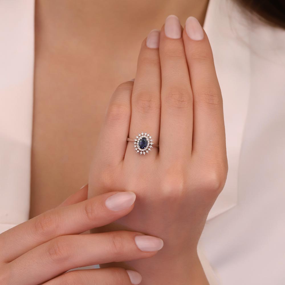 1,07 Karat Laboratuvar Pırlanta Oval Royale Safir Yüzük - FP08849