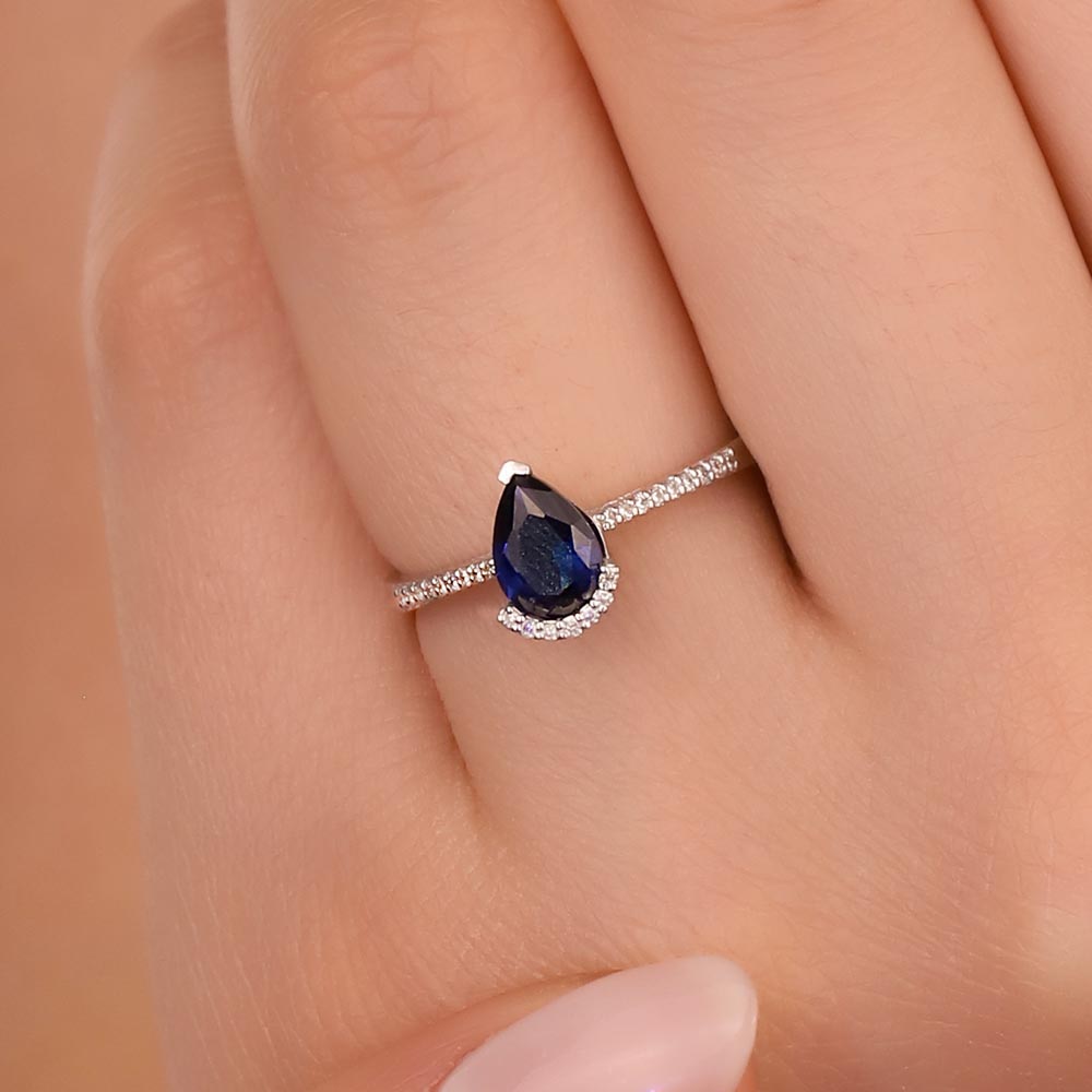 1,09 Karat Laboratuvar Pırlanta Royale Safir Yüzük - FP09684